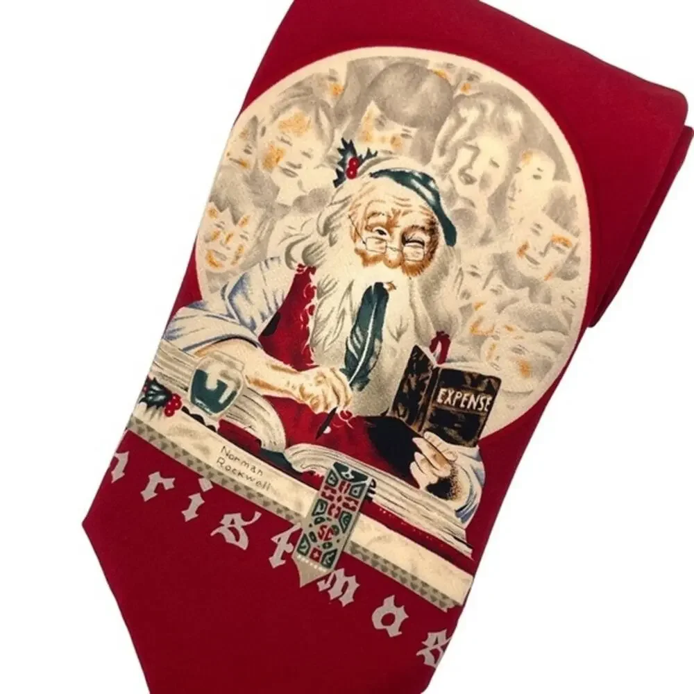 Norman Rockwell The Saturday Evening Post Santa Christmas Vintage Hand Sewn Silk